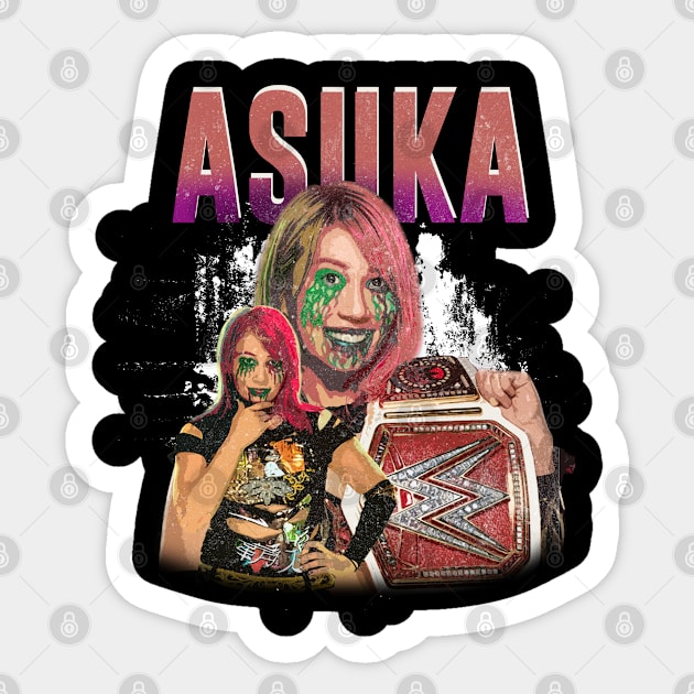 asuka wwe vintage women wrestling Sticker by Dami BlackTint